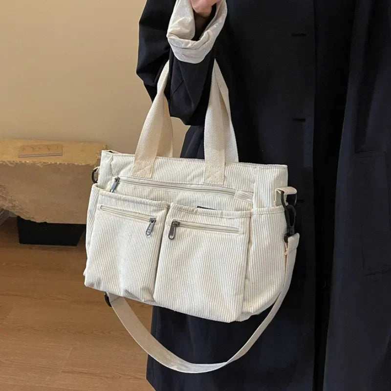 Corduroy Messenger Bag-Large Capacity