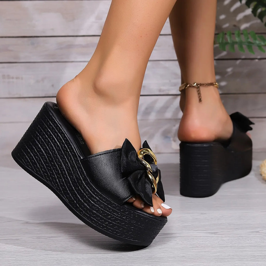 Wedge Sandals with Bow