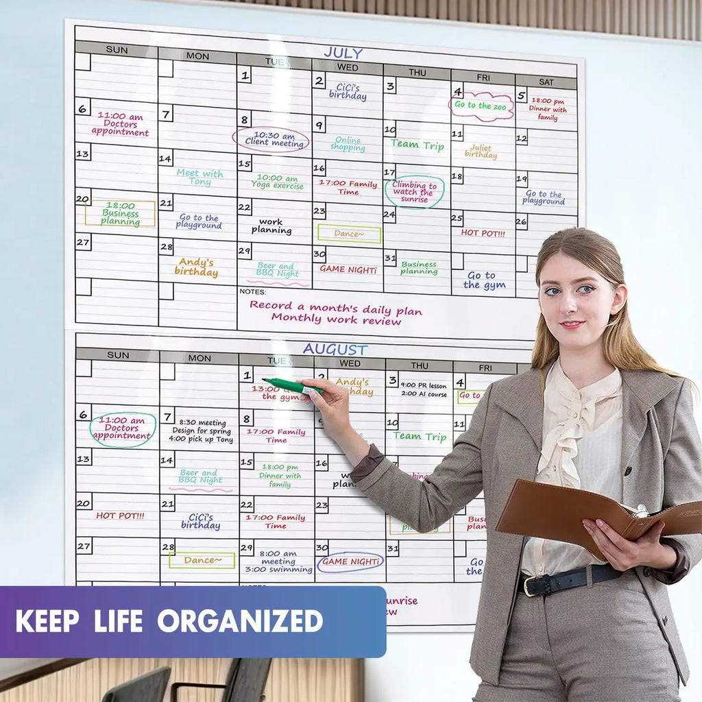 Rewritable Bimonthly Laminated Giant Wall Calendar Whiteboard (38 "× 47") 60-Day Family Schedule Planning Poster (Reusable)
