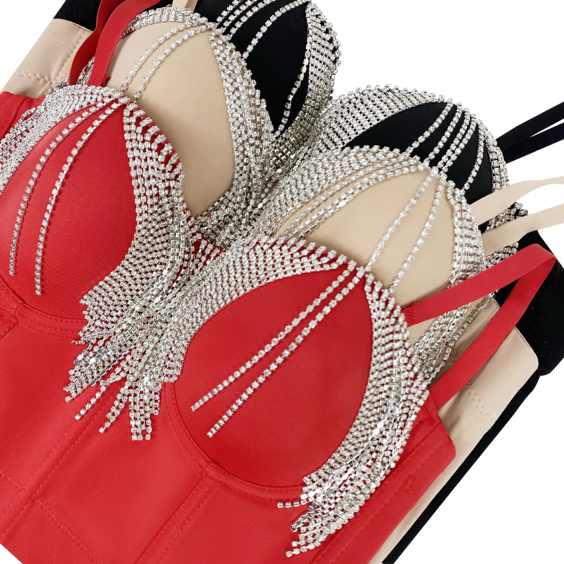 Rhinestone Tassel Bustier