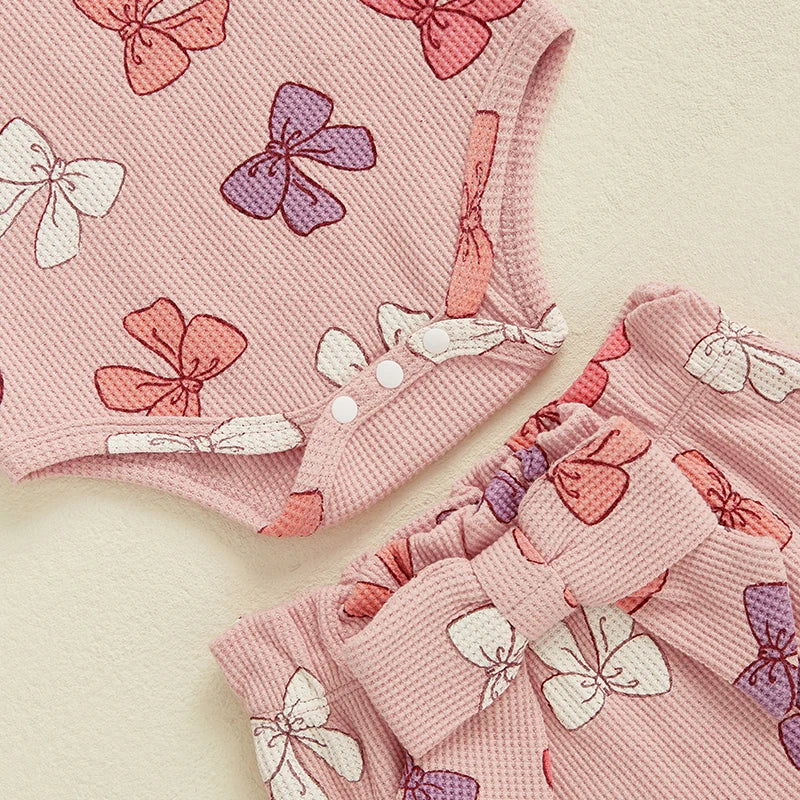Bow Romper and Booties with Headband