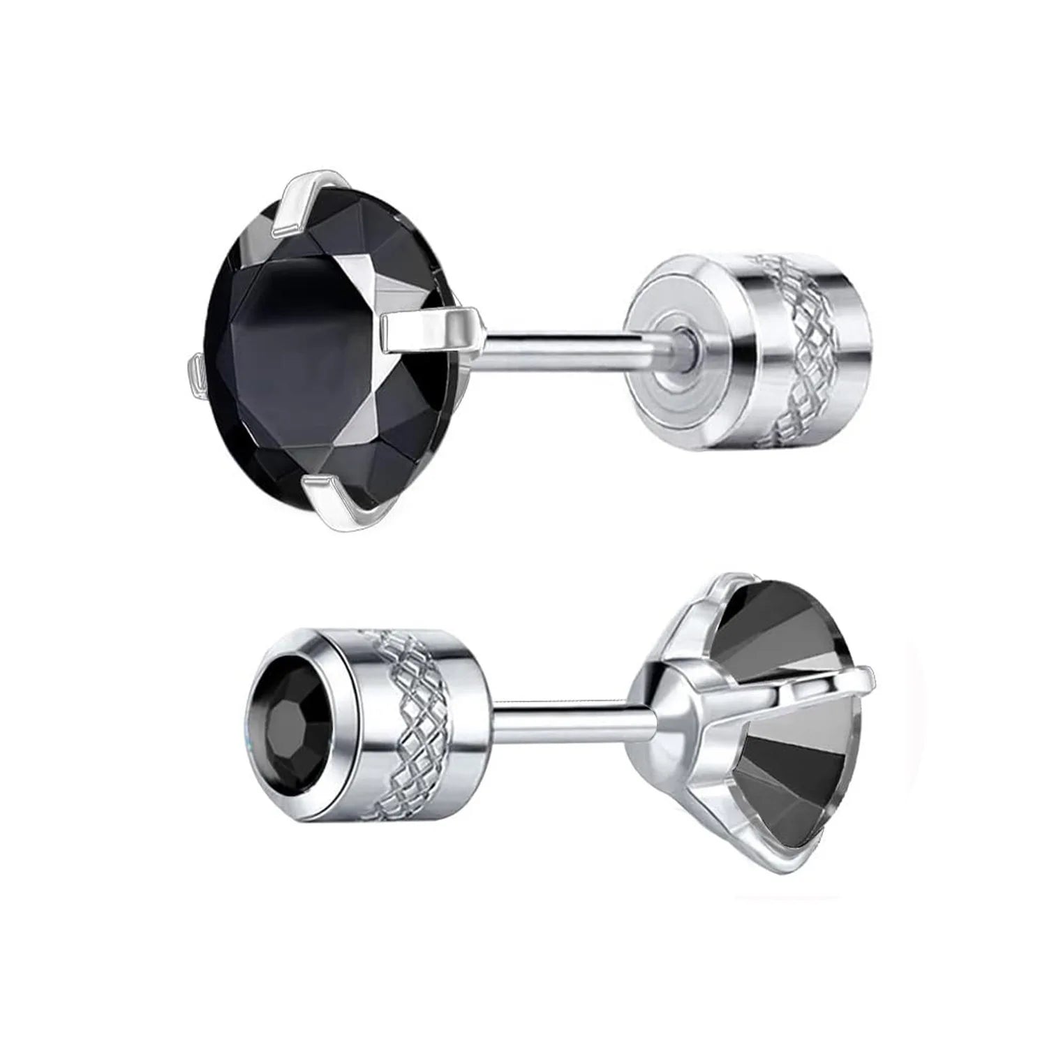 Implant Grade Pure Titanium Stud Earrings with Cubic Zirconia Inlay