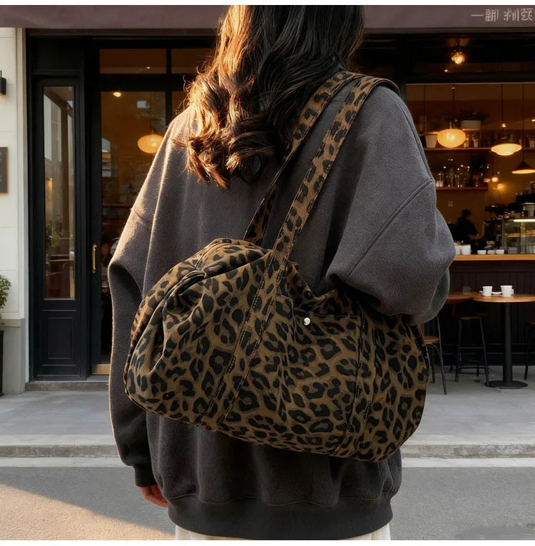 Leopard Canvas Shoulder Bag