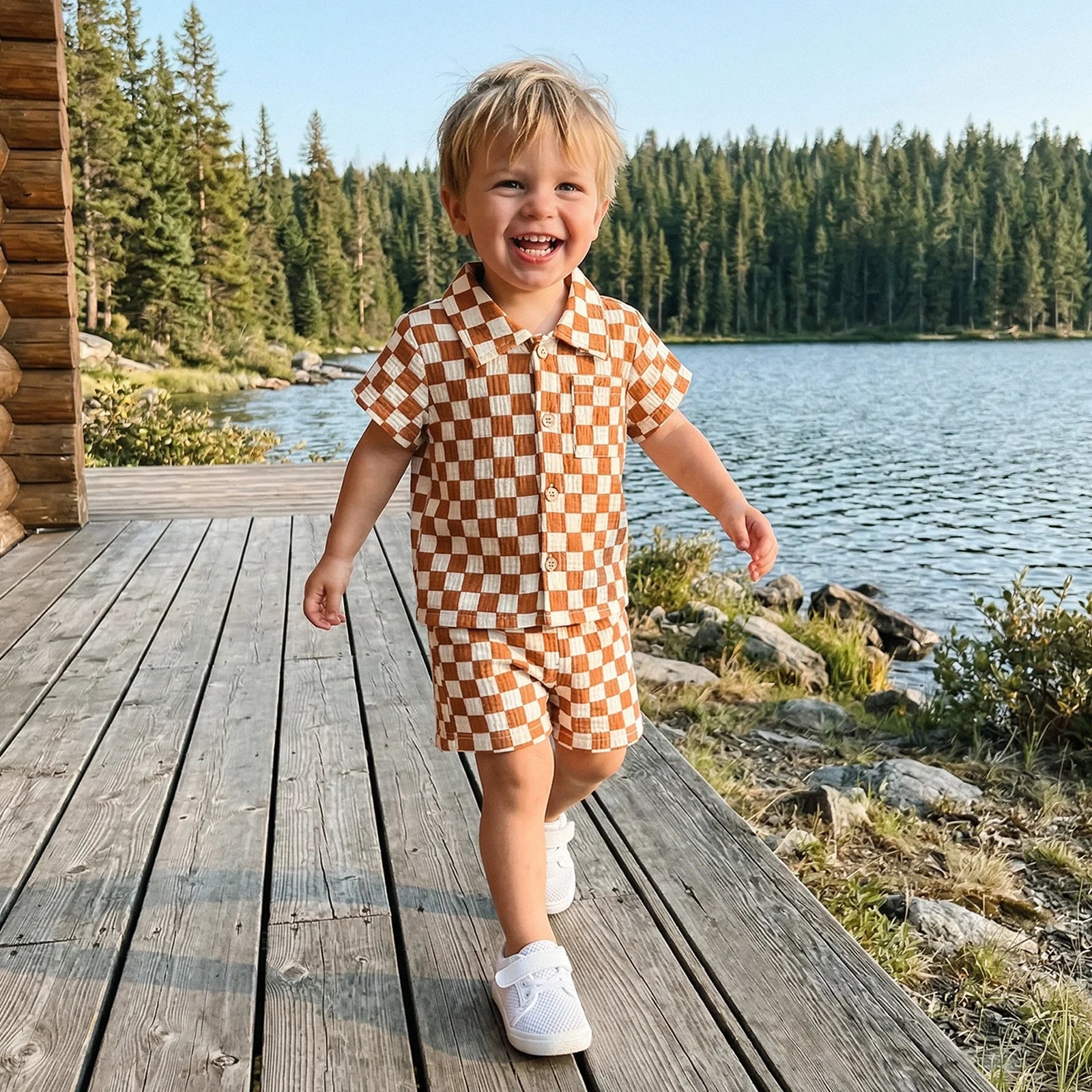Checkered Collared Set