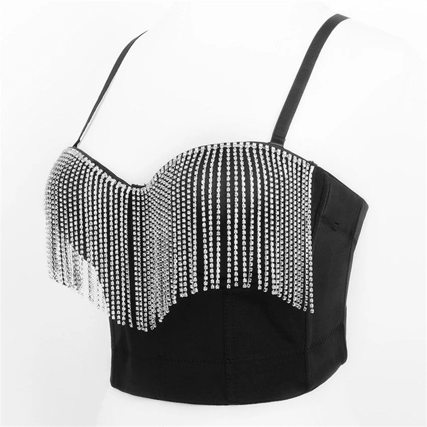 Rhinestone Tassel Bustier