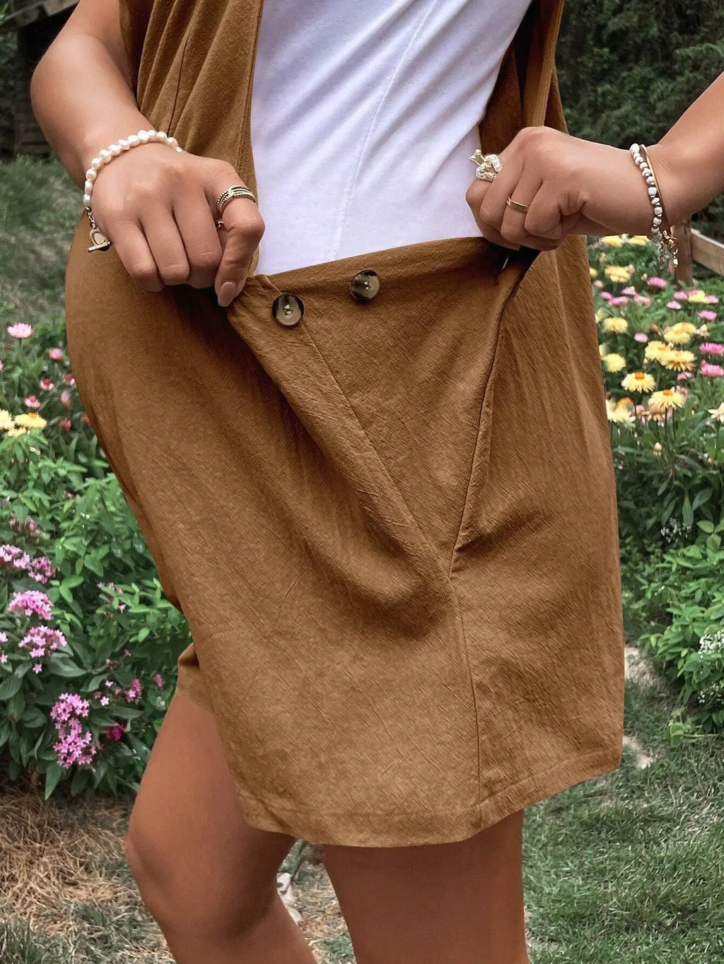 Adjustable Waist Overall Shorts