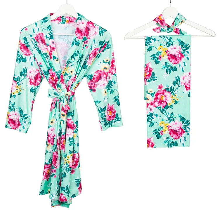 Maternity Robe & Matching Swaddle Set