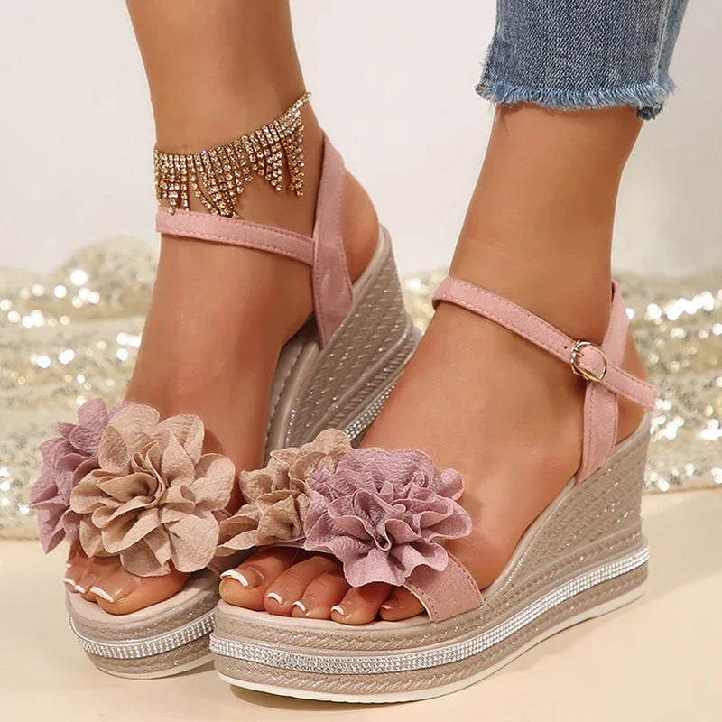 Flower Wedge Sandals