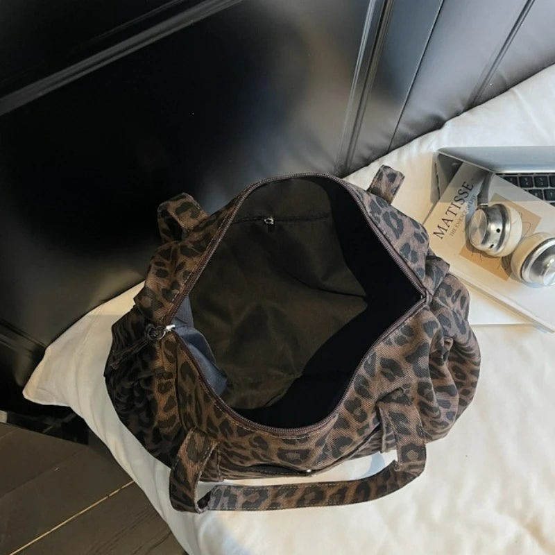 Leopard Canvas Shoulder Bag