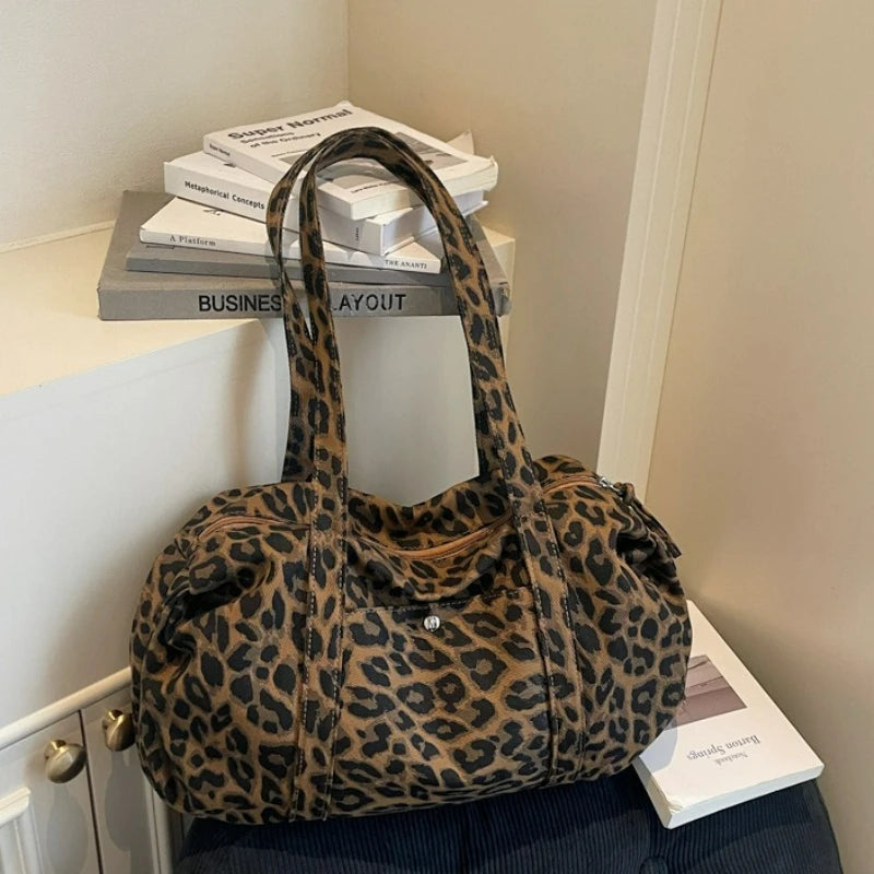 Leopard Canvas Shoulder Bag