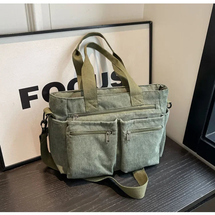 Corduroy Messenger Bag-Large Capacity