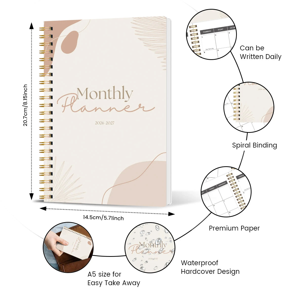 Jan 2026 to Dec 2027 A5 Weekly & Monthly Planner