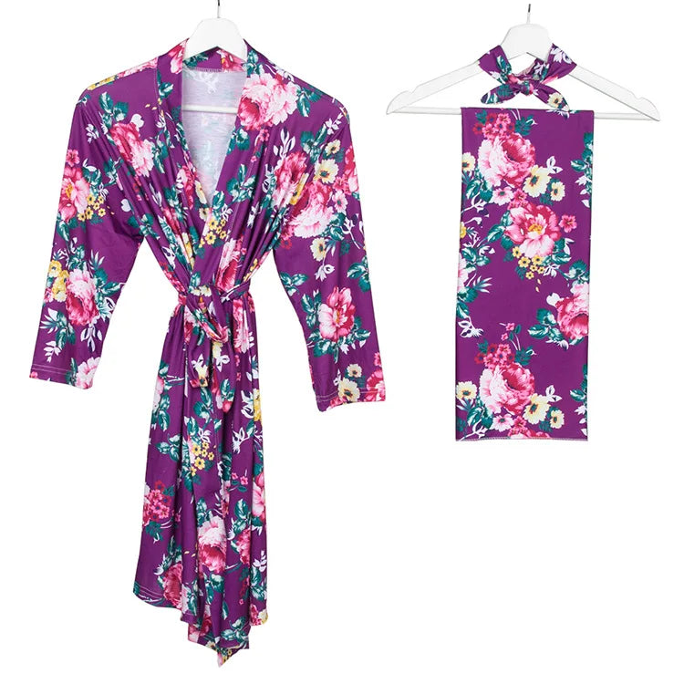 Maternity Robe & Matching Swaddle Set