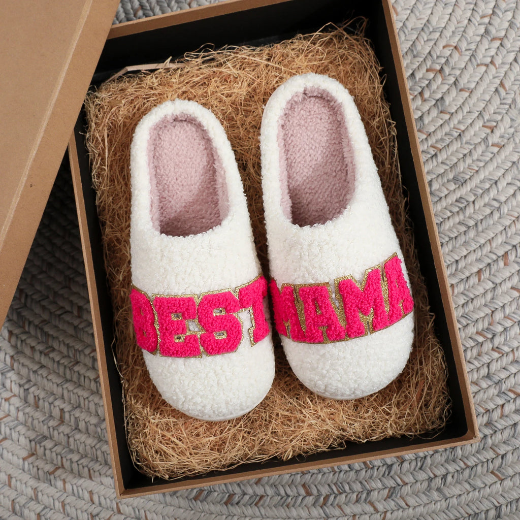 Best Mama Fuzzy House Slippers