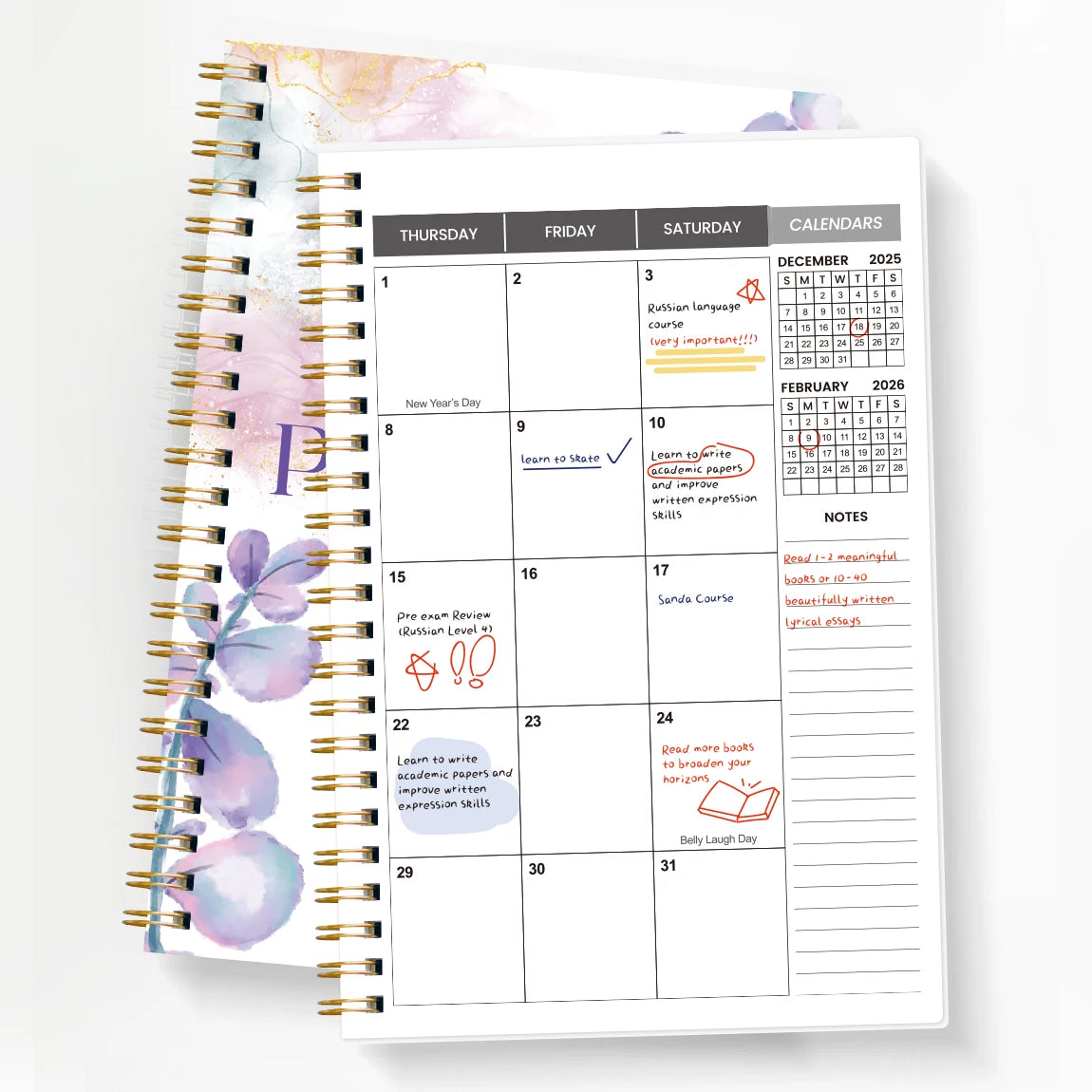 Jan 2026-Dec 2027 A5 Weekly & Monthly Planner