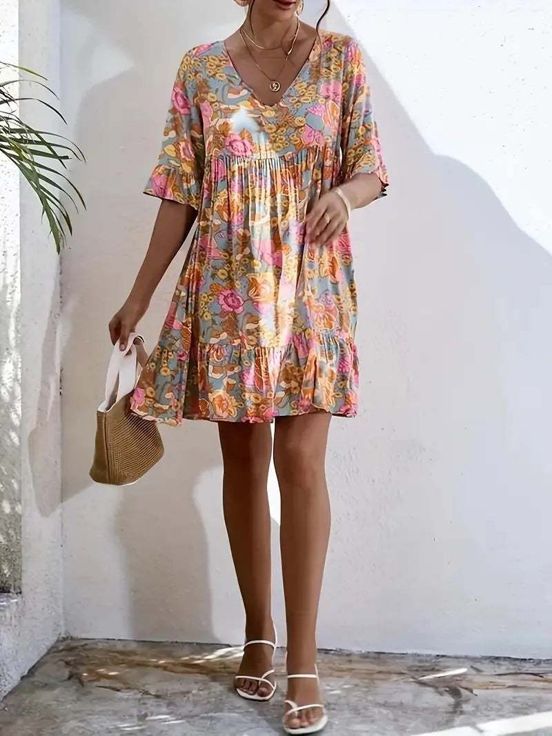Floral Ruffle Hem Dress