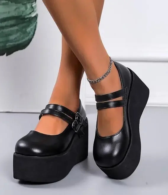 Platform Wedge Mary Janes