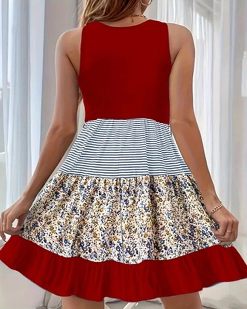 Sleeveless Ruffle Hem Mini Dress