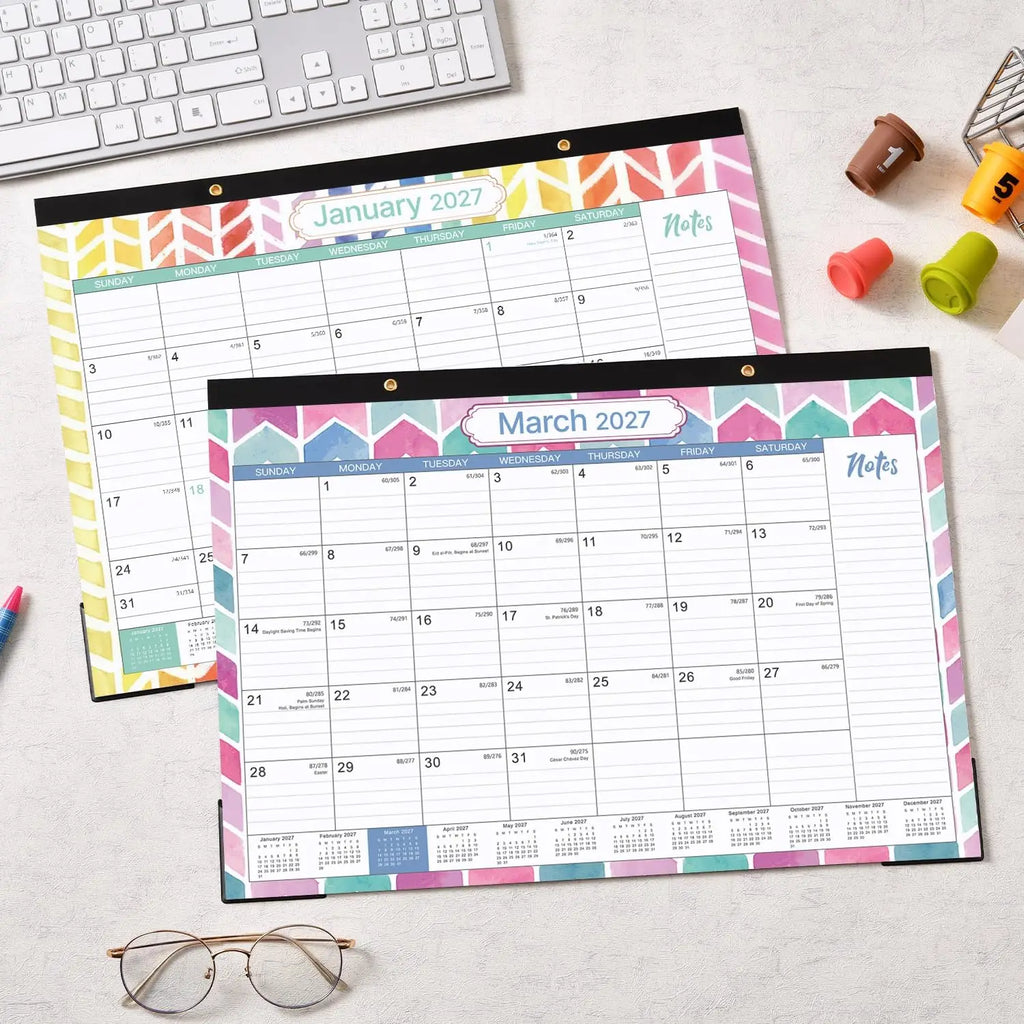 2026-2027 Desk Calendar 17x12, Jul 2026-Dec 2027, Large Blocks, To-Do List, Notes, Office Planner