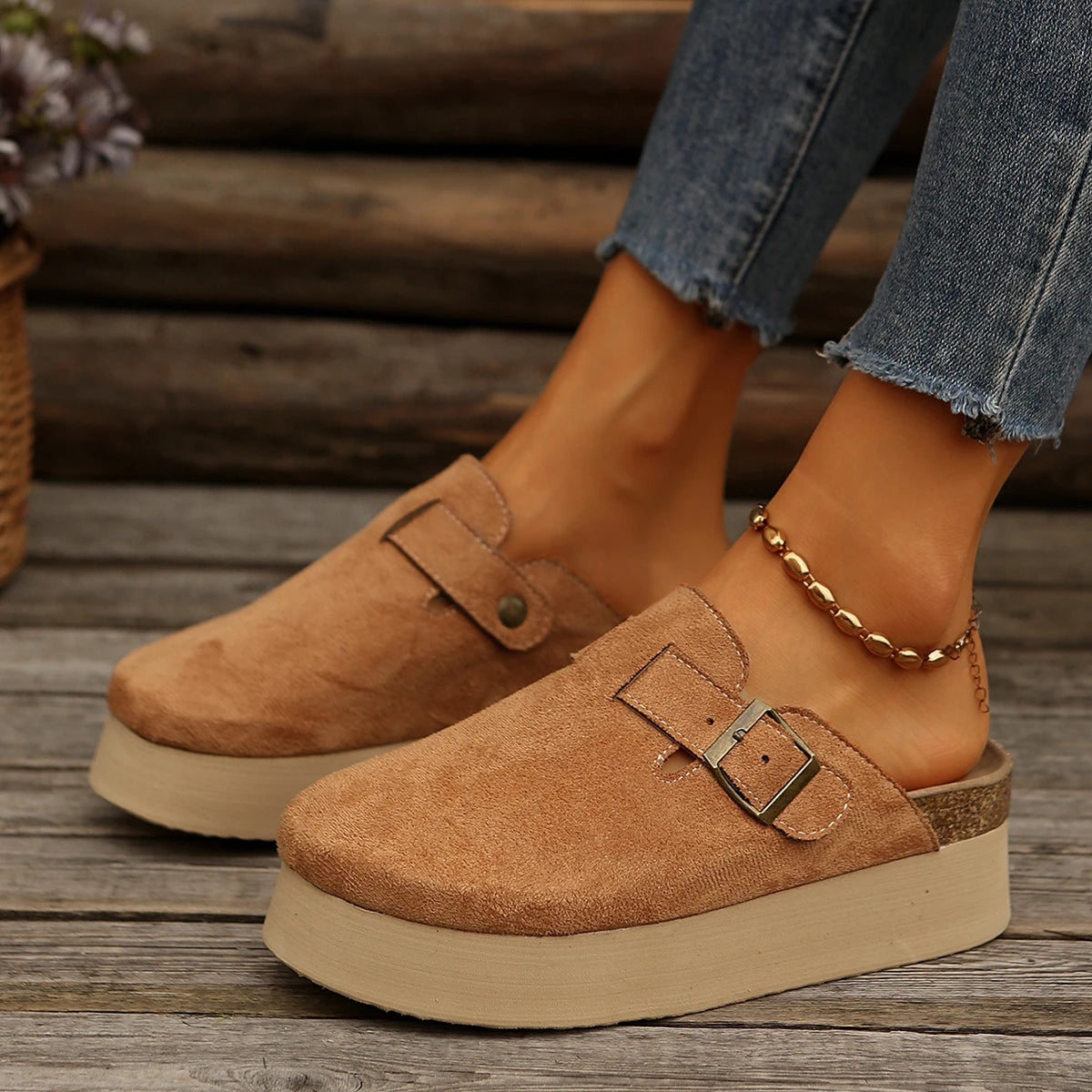 Platform Clogs with Buckle