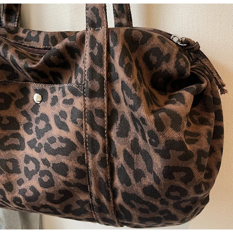 Leopard Canvas Shoulder Bag