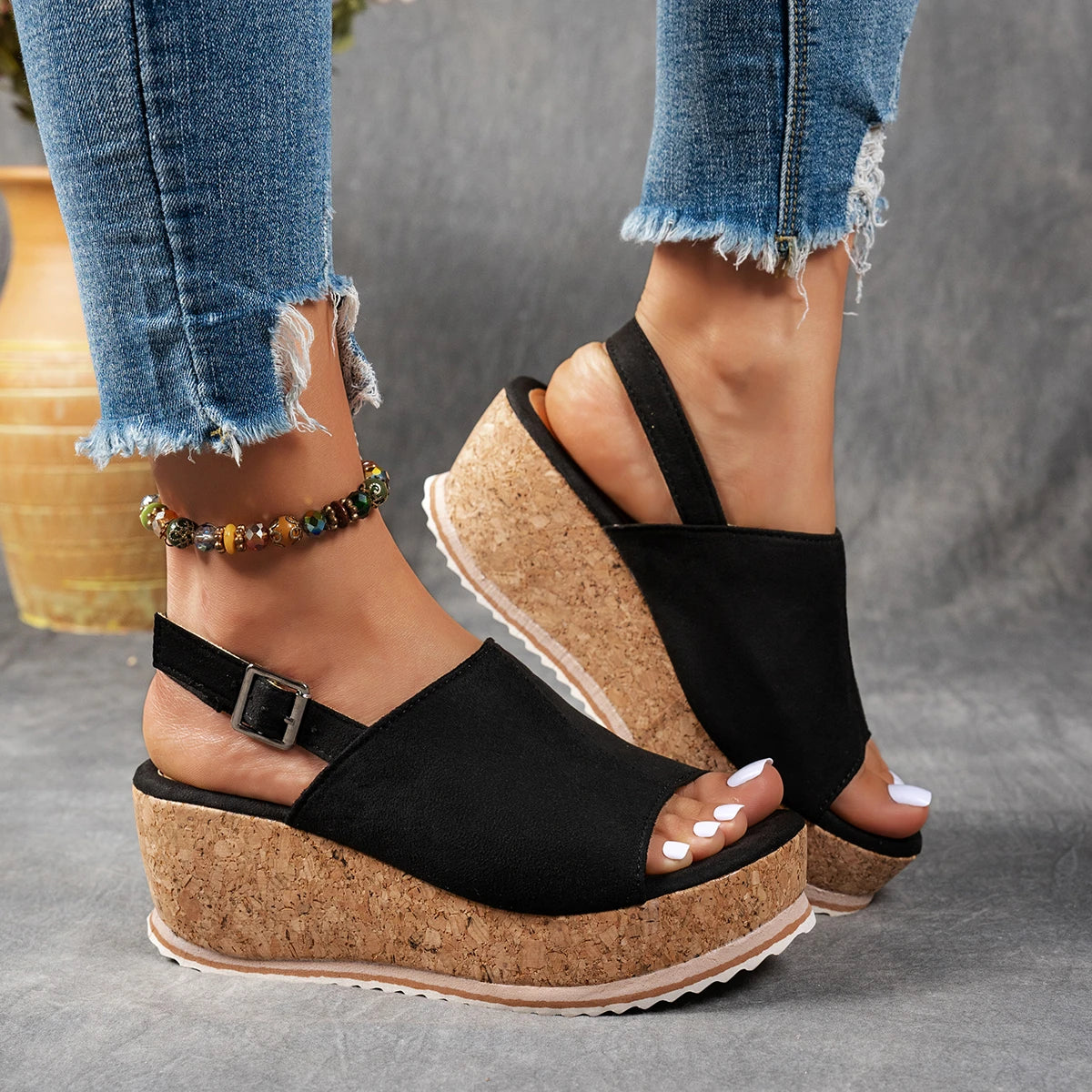 Wedge Peep-Toe Sandals