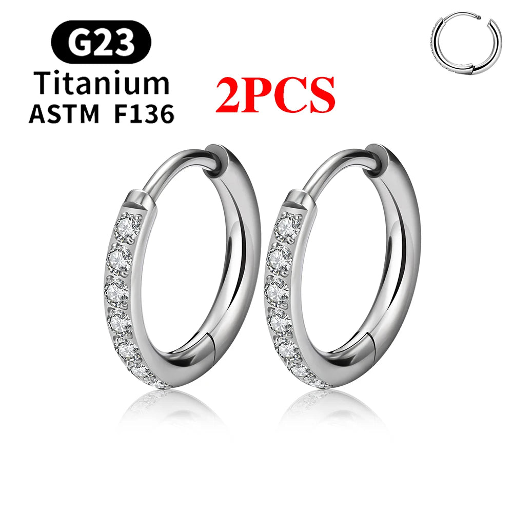 G23 Titanium Stud Earrings (with Cubic Zirconia Inlay)