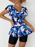 Flutter Sleeve Swim Top&Swim Shorts