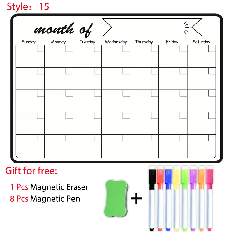 Magnetic Monthly Planner- With 8 Pens and 1 eraser