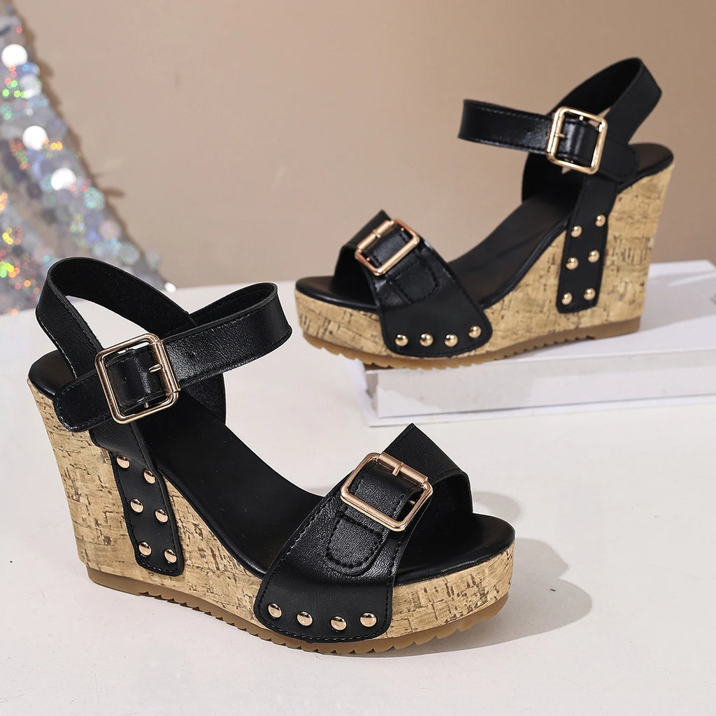 Wedge Sandals with Buckle