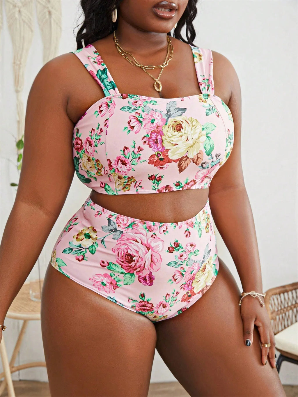 Floral Bikini High Waist Bottoms Set