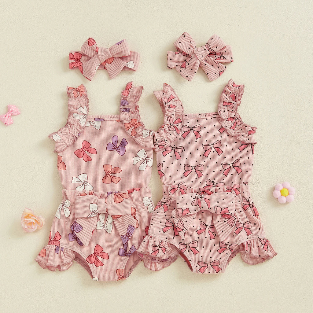 Bow Romper and Booties with Headband