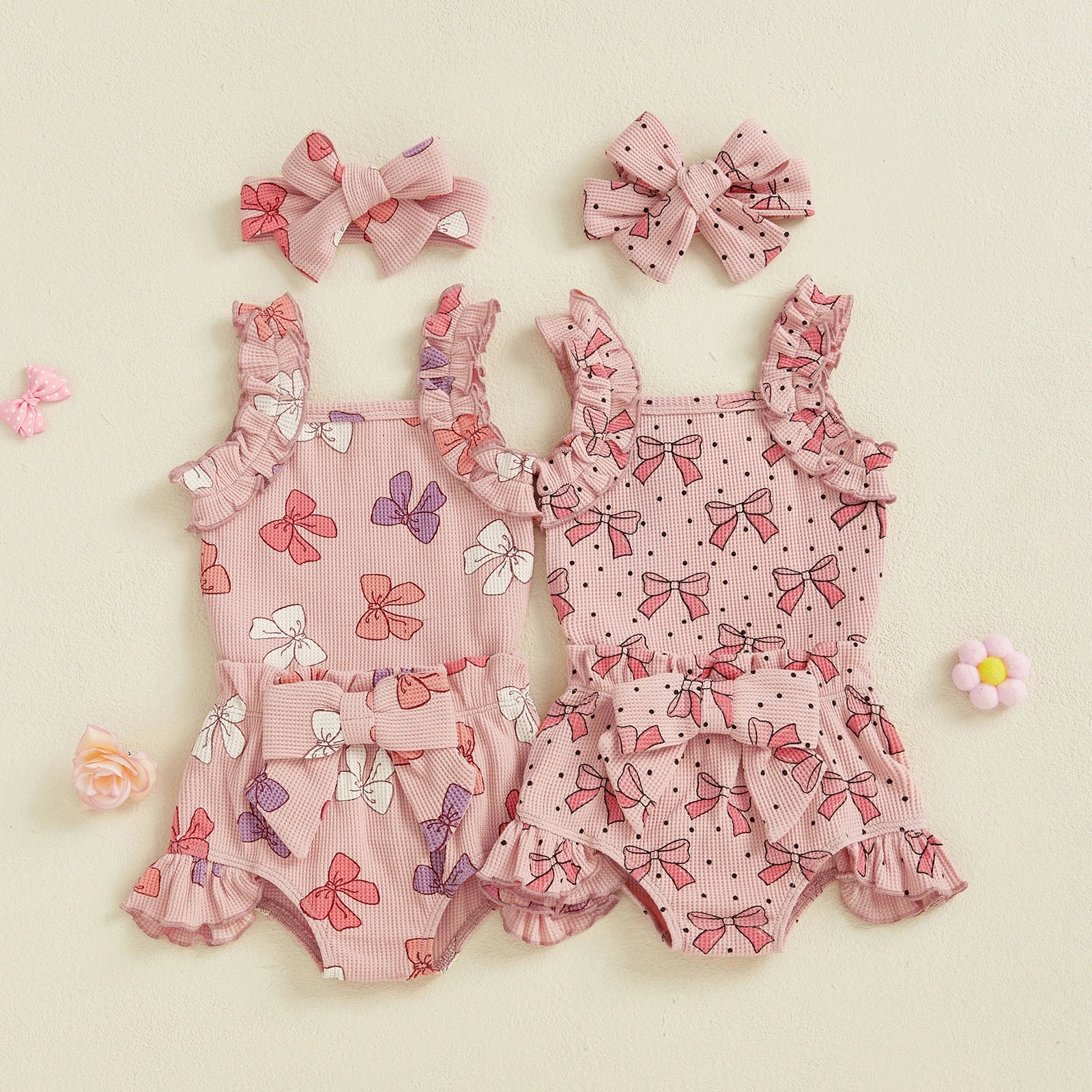 Bow Romper and Booties with Headband