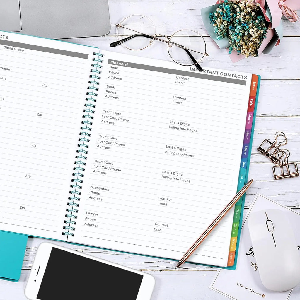2026-2027 Monthly Planner, 18-Month July 2026-Dec 2027, 9"x11", Twin-Wire, Tabs, Pocket, Blue