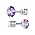 Implant Grade Pure Titanium Stud Earrings with Cubic Zirconia Inlay