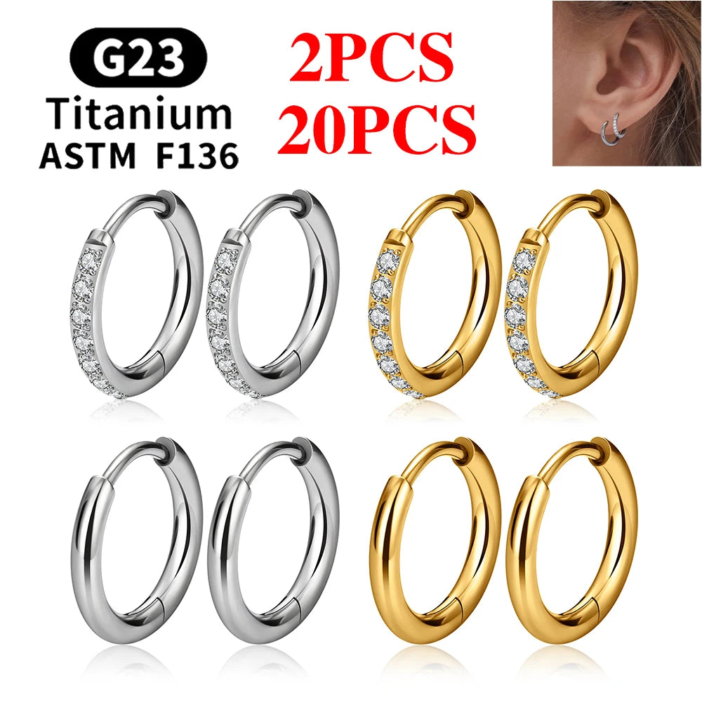 G23 Titanium Stud Earrings (with Cubic Zirconia Inlay)