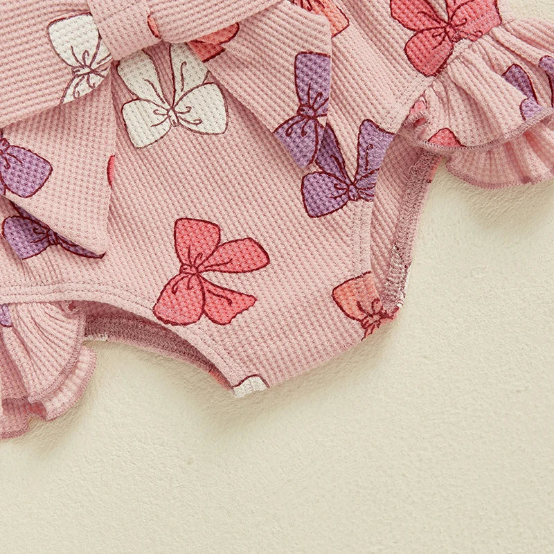 Bow Romper and Booties with Headband