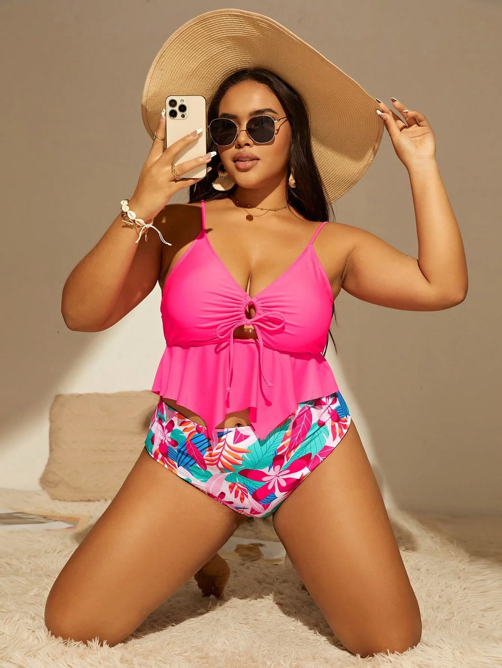 Tankini&High Waist Bikini Bottoms