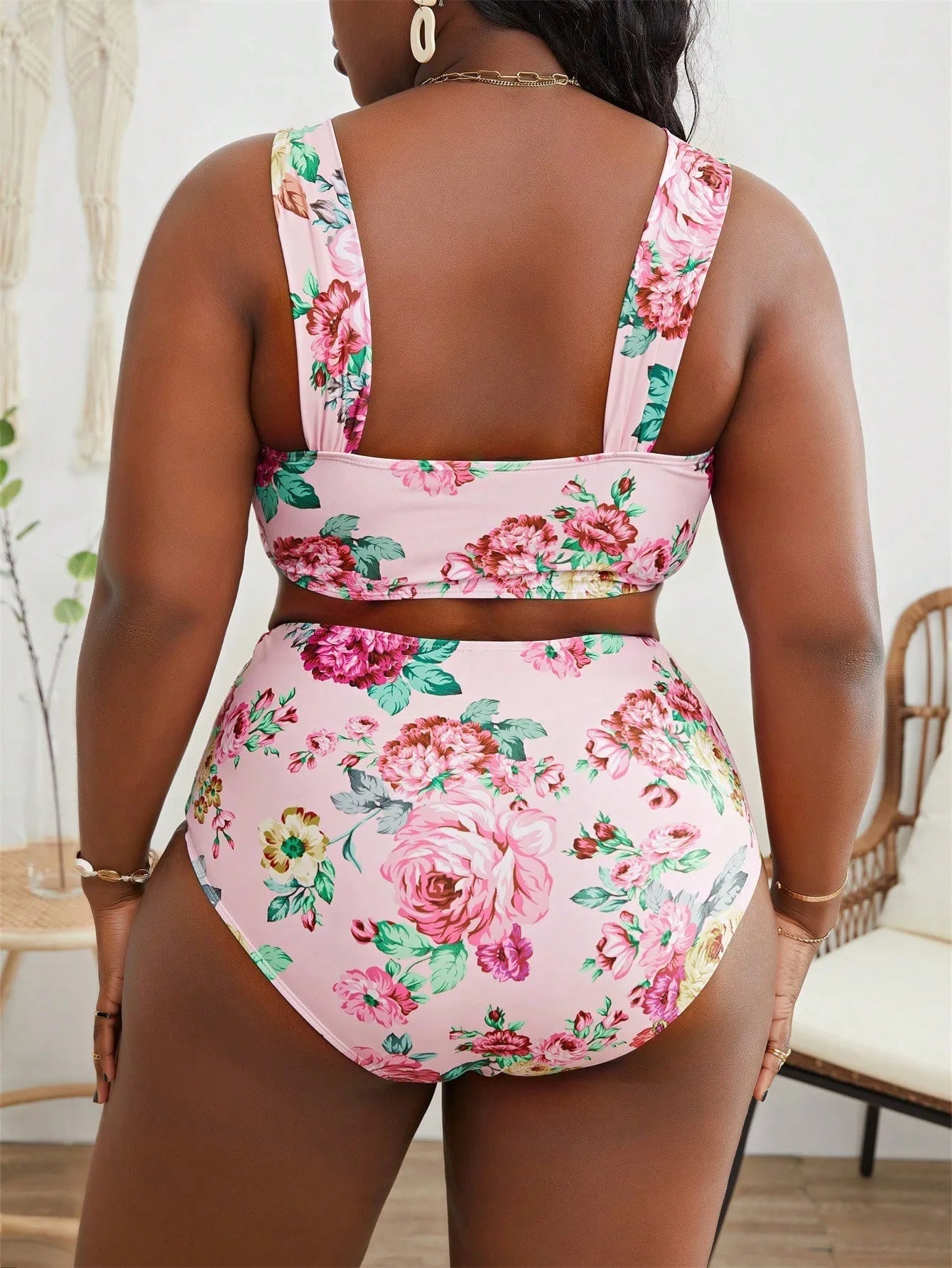 Floral Bikini High Waist Bottoms Set