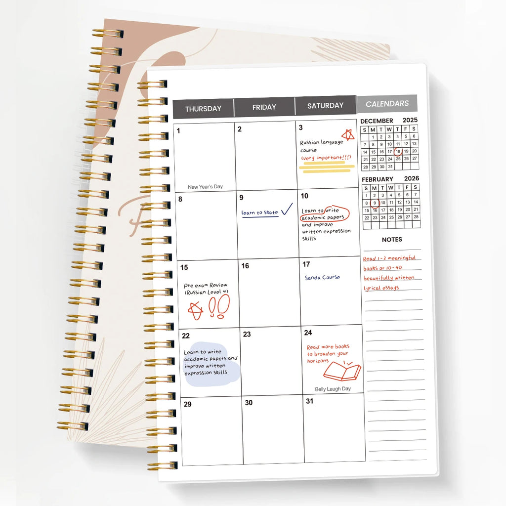 Jan 2026 to Dec 2027 A5 Weekly & Monthly Planner