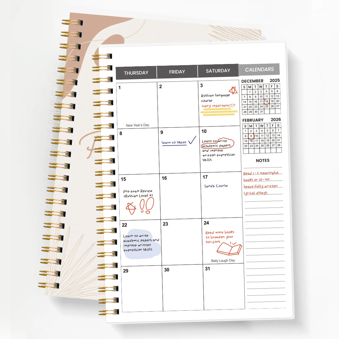 Jan 2026 to Dec 2027 A5 Weekly & Monthly Planner