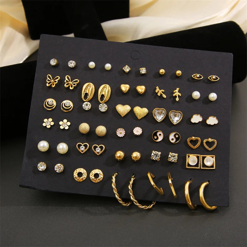 Gold Earrings Set(40Pcs)