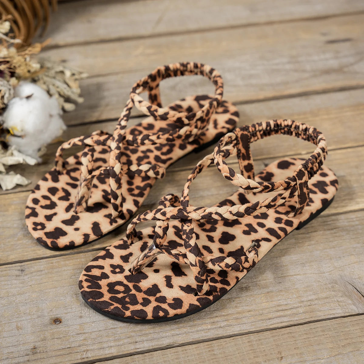Leopard Strappy Sandals