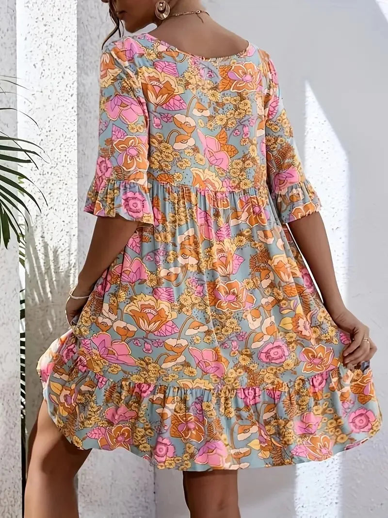 Floral Ruffle Hem Dress