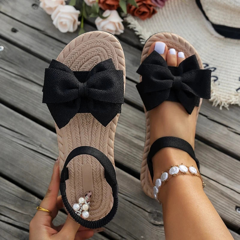 Peep-Toe Flats with Bow