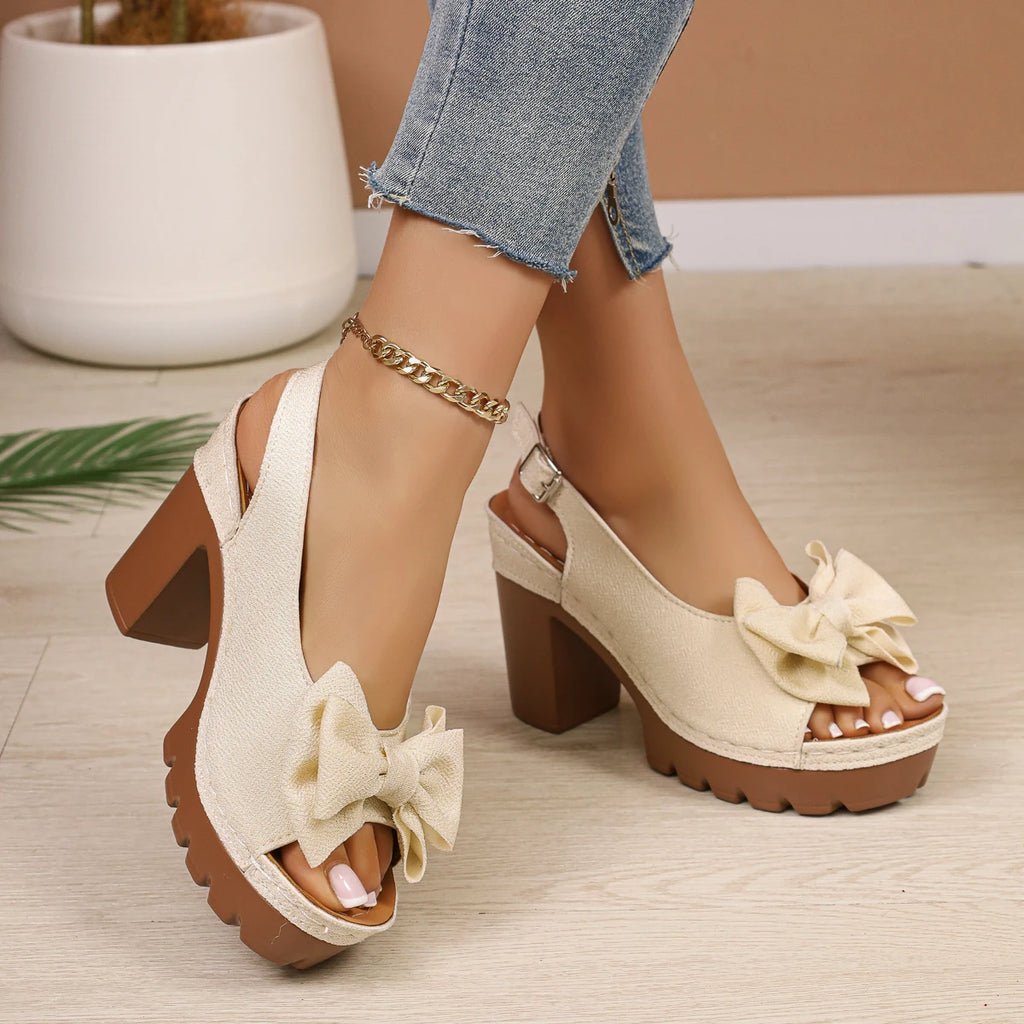 Leather Heels with Bow