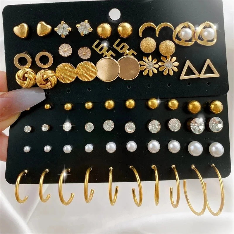 Gold Earrings Set(40Pcs)