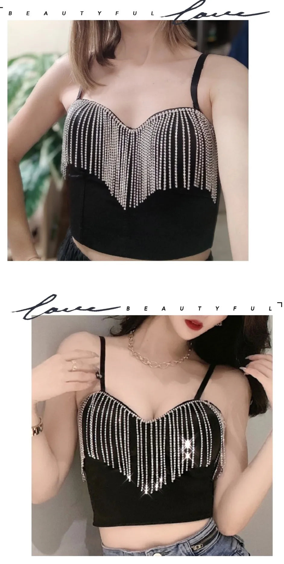 Rhinestone Tassel Bustier