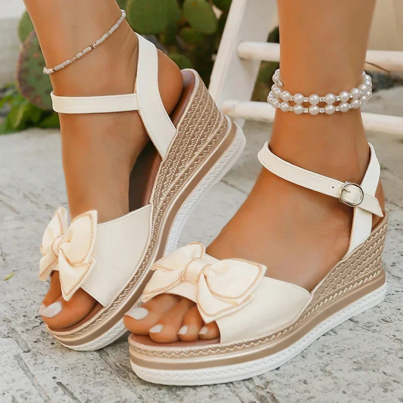Wedge Sandals with Bow