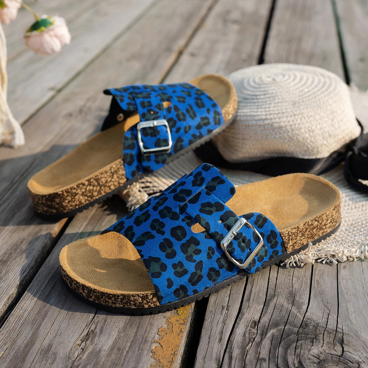 Leopard Open Toe Slides